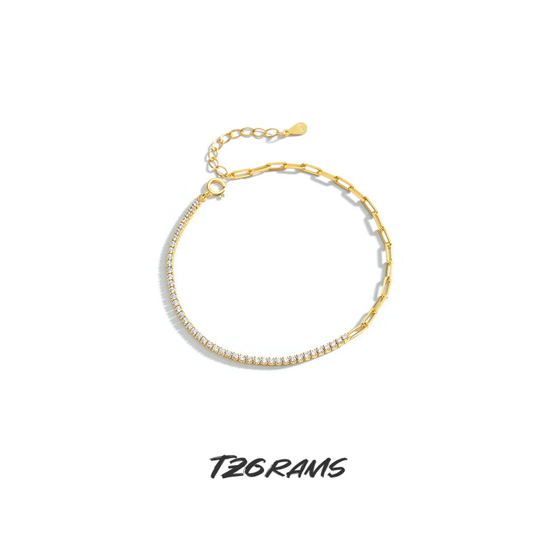 925 Silver Bracelet with Lab Diamond Splicing Chain