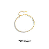 925 Silver Bracelet with Lab Diamond Splicing Chain