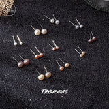 925 Silver Plated Earrings with Natural Pearl