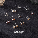 925 Silver Plated Earrings with Natural Pearl