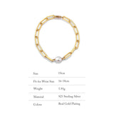 925 Silver Baroque Pearl Bracelet Retro Adjustable Jewelry