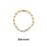 925 Silver Baroque Pearl Bracelet Retro Adjustable Jewelry