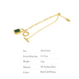 925 Silver Letter Agate or Malachite Bracelet for Women
