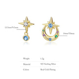 925 Silver Moon & Star Earrings Plated With Zircon
