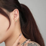 925 Silver Moon & Star Earrings Plated With Zircon