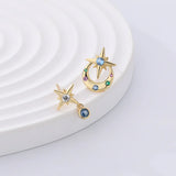 925 Silver Moon & Star Earrings Plated With Zircon