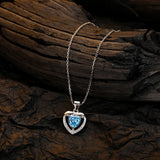 925 Real Silver Simulated Diamond Heart Pendant Necklace