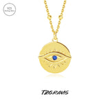 925 Silver Vintage Coin Necklace with Devil's Eye Party