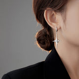 925 Silver Vintage Diamond Earrings Men Women Cross Party Jewelry