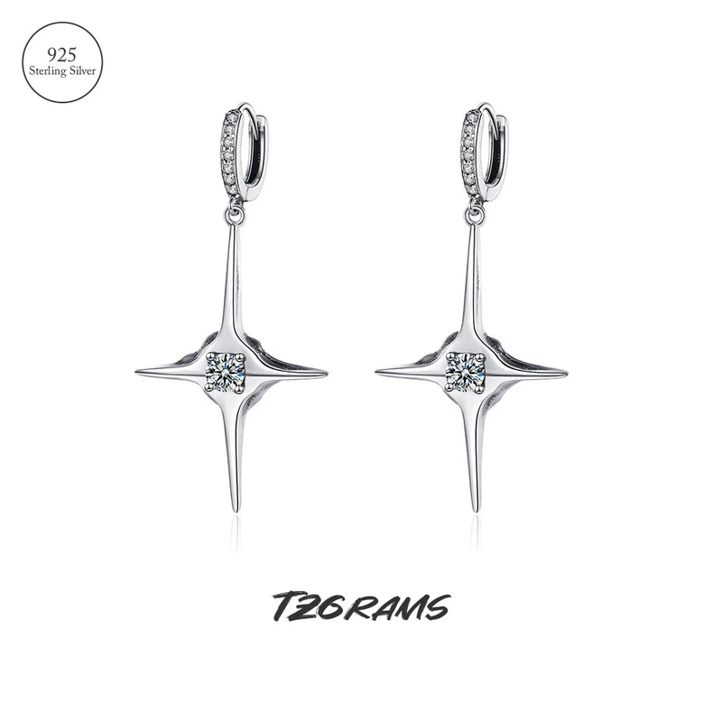 925 Silver Vintage Diamond Earrings Men Women Cross Party Jewelry