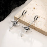 925 Silver Vintage Diamond Earrings Men Women Cross Party Jewelry