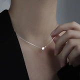 925 Real Silver Solid Cube Necklace For Women Minimalist Geometry Square Chain