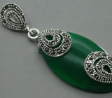 925 Silver Turquoise Bead Marcasite Pendant 18x40mm
