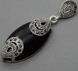 925 Silver Turquoise Bead Marcasite Pendant 18x40mm