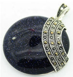 925 Sterling Silver Opal Marcasite Pendant 35x35mm