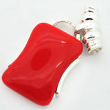 925 Silver Red Coral Lucky Pendant 42x22mm