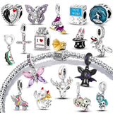 925 Silver Heart Charm Bracelet with Zircon Angels Cross Beads
