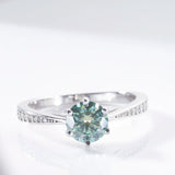 925 Silver 1.00ct Purple Green Moissanite Ring Wedding Ring