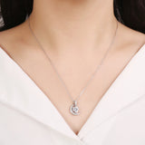 925 Silver Rainbow Birthstone Heart Zircon Necklace Star Moon Chain