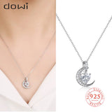 925 Silver Rainbow Birthstone Heart Zircon Necklace Star Moon Chain