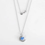 925 Silver Rainbow Birthstone Heart Zircon Necklace Star Moon Chain