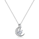 925 Silver Rainbow Birthstone Heart Zircon Necklace Star Moon Chain