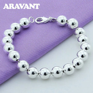 925 Silver 10MM Beads Bracelets Wedding Jewelry