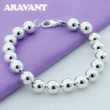 925 Silver 10MM Beads Bracelets Wedding Jewelry