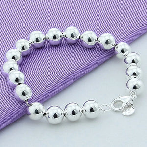 925 Silver 10MM Beads Bracelets Wedding Jewelry