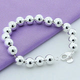 925 Silver 10MM Beads Bracelets Wedding Jewelry