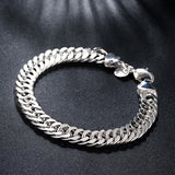 925 Silver 10MM Bracelet Link Chain Wedding Jewelry