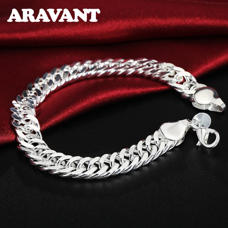 925 Silver 10MM Chain Bracelet For Men