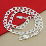 925 Silver 10MM Flat Sideways Necklaces Chain For Men