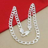 925 Silver 10MM Flat Sideways Necklaces Chain For Men