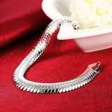 925 Silver Flat Snake Chain Bracelet 10MM
