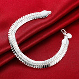 925 Silver Flat Snake Chain Bracelet 10MM