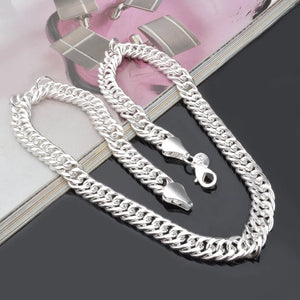 925 Silver 10MM Link Chain Necklace - Men Women Jewelry