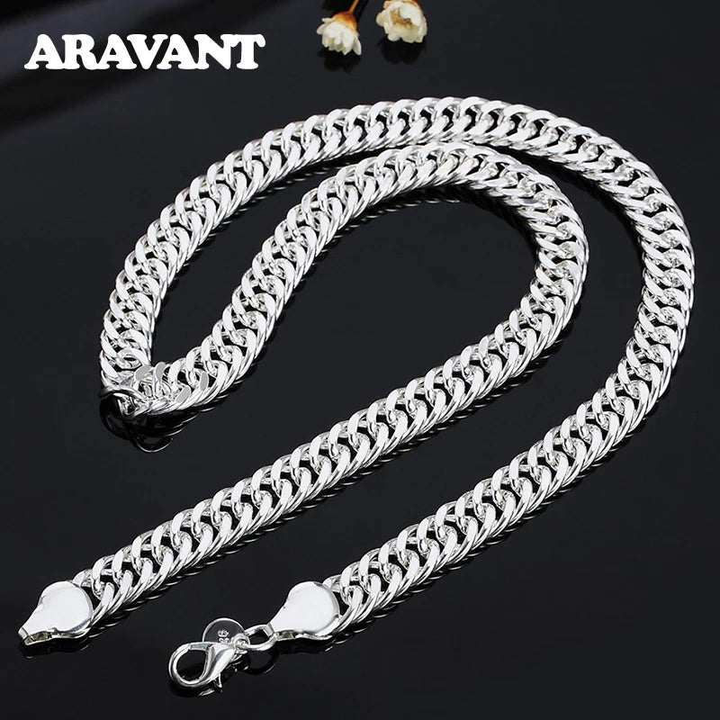 925 Silver 10MM Necklaces Chain For Men Women Jewelry