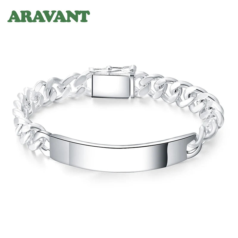 925 Silver 10MM Men's Sideways Bracelet