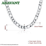 925 Silver 10MM Sideways Chain Necklace For Men Silver Jewelry