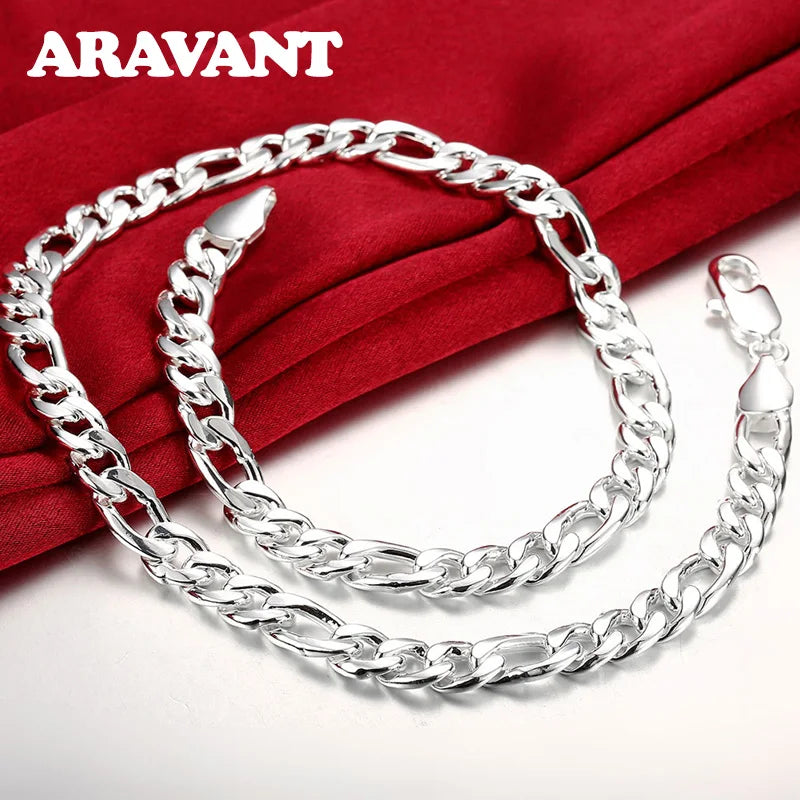 925 Silver 10MM Sideways Chain Necklace For Men Silver Jewelry