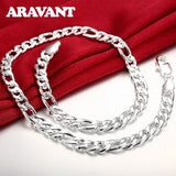 925 Silver 10MM Sideways Chain Necklace For Men Silver Jewelry