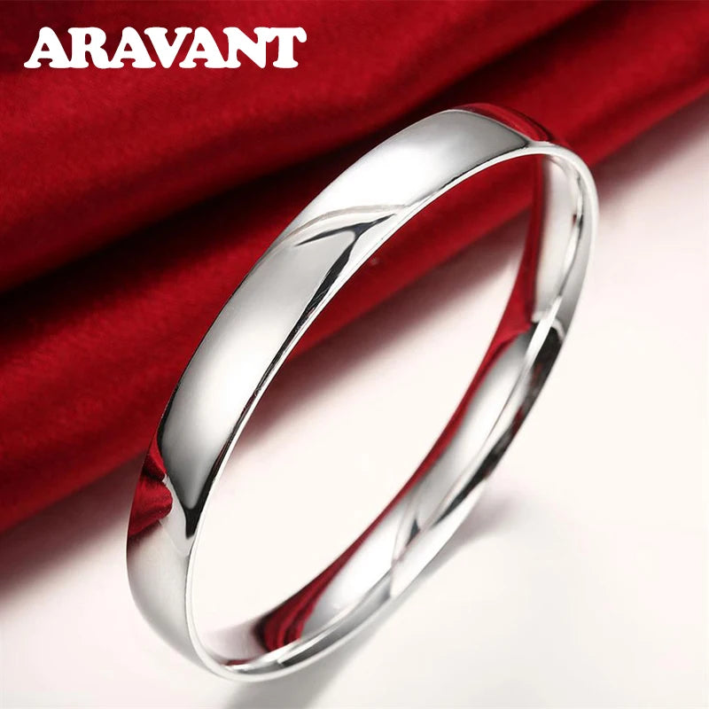 925 Silver 10MM Smooth Bracelet Bangle Men Women