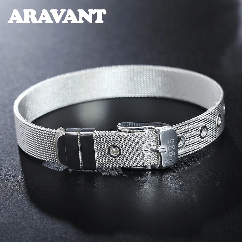 925 Silver 10MM Watch Chain Bracelet Men Women Jewelry