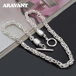 925 Silver 10mm 18 Inch Chain Necklace Men Women Wedding Jewelry