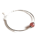 925 Silver Strawberry Quartz Pink Crystal Bead Charm Bracelet