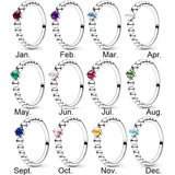 925 Silver Birthstone Crystal Rings for Women Wedding Party Gift