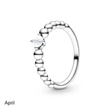 925 Silver Birthstone Crystal Rings for Women Wedding Party Gift