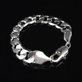 925 Silver 12MM Bracelet Chain Men Women Jewelry