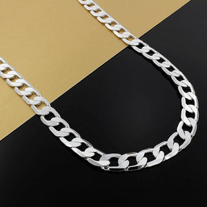 925 Silver 12MM Flat Sideways Necklace